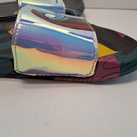 NWT Disney Nightmare Before Christmas Slides Sz 8 Jack & Sally Holographic Strap - Picture 10 of 10